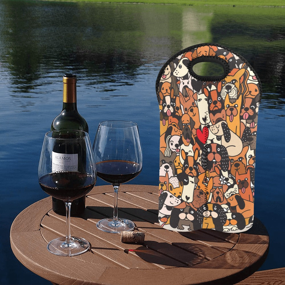 Dog Crowd - 2-Bottle Neoprene Wine Bag 2 Bottle Wine Bag Printed Offshore