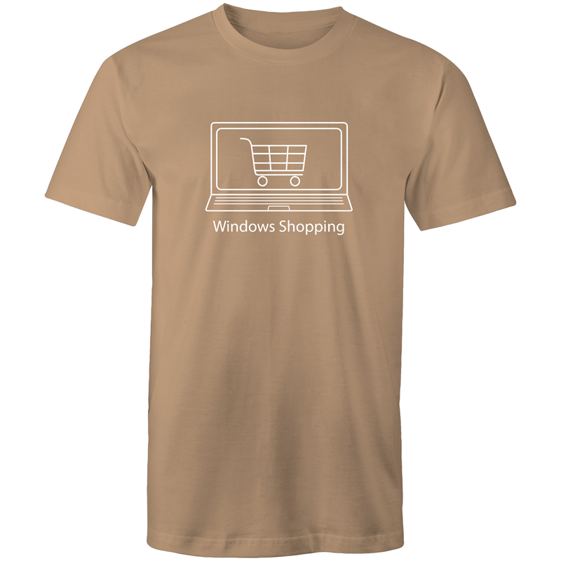 Windows Shopping - Mens T-Shirt Tan Mens T-shirt Funny Mens