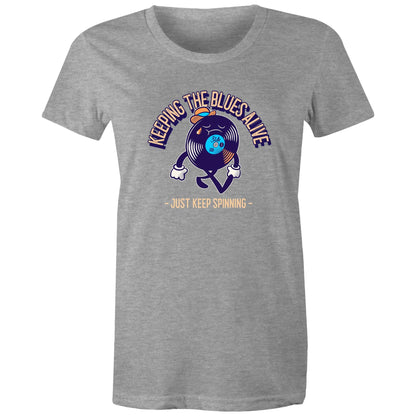 Keeping The Blues Alive - Womens T-shirt Grey Marle Womens T-shirt Music