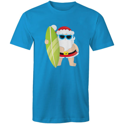 Surf Santa - Mens T-Shirt Arctic Blue Christmas Mens T-shirt Merry Christmas