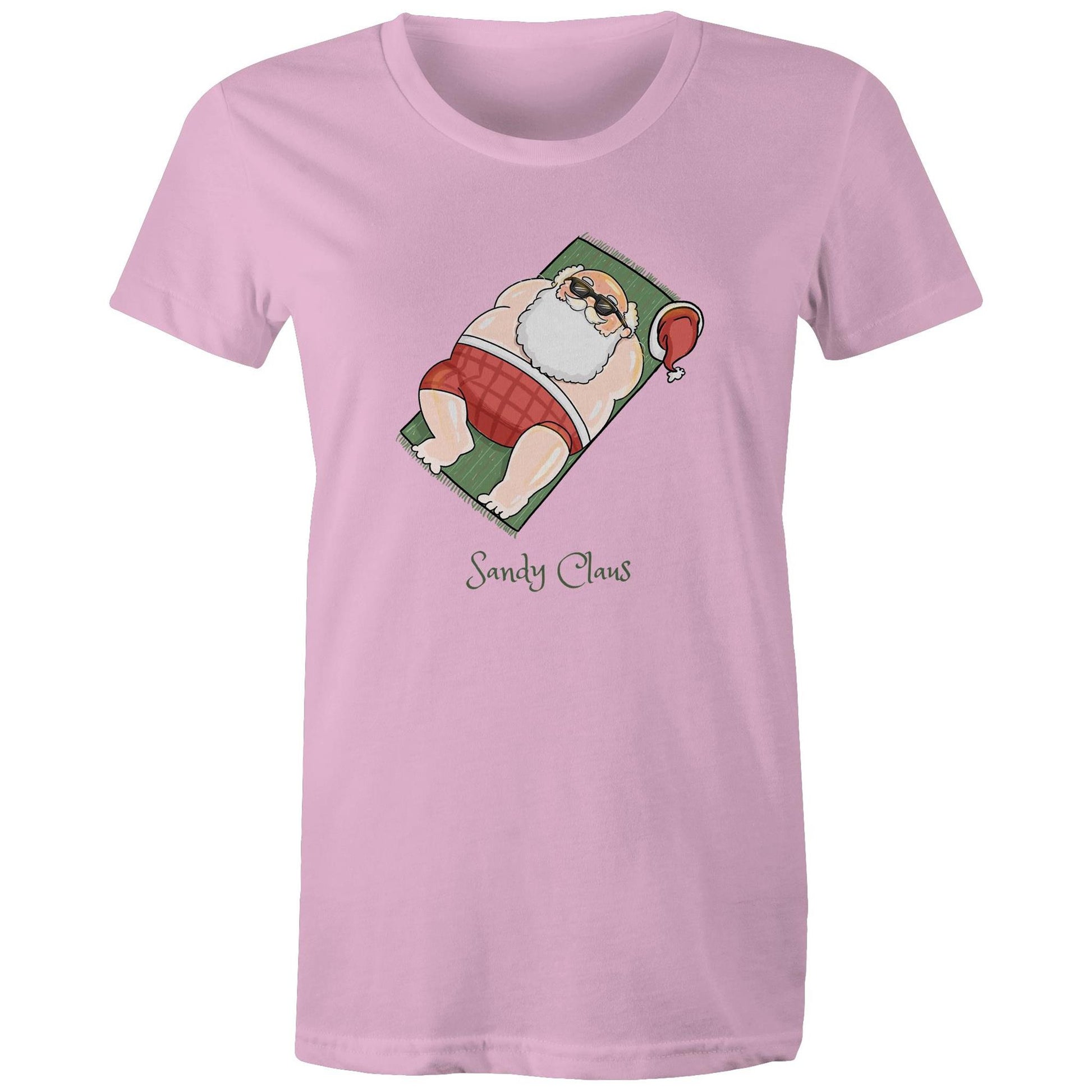 Sandy Claus - Womens T-shirt Pink Christmas Womens T-shirt Merry Christmas