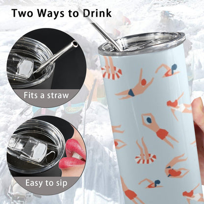 Summer Swim - 20oz Tall Skinny Tumbler with Lid and Straw 20oz Tall Skinny Tumbler with Lid and Straw