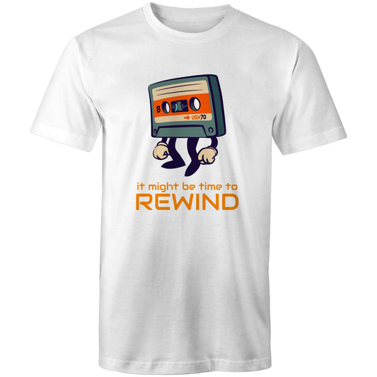 It Might Be Time To Rewind - Mens T-Shirt White Mens T-shirt Music Retro