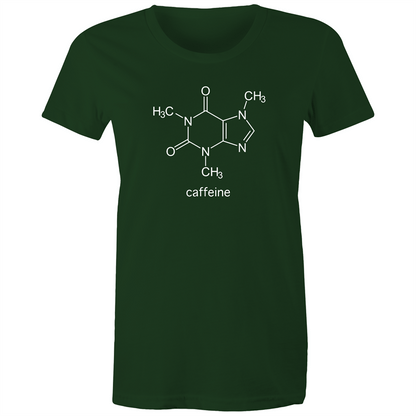 Caffeine Molecule - Women's T-shirt Forest Green Womens T-shirt Coffee Science Womens