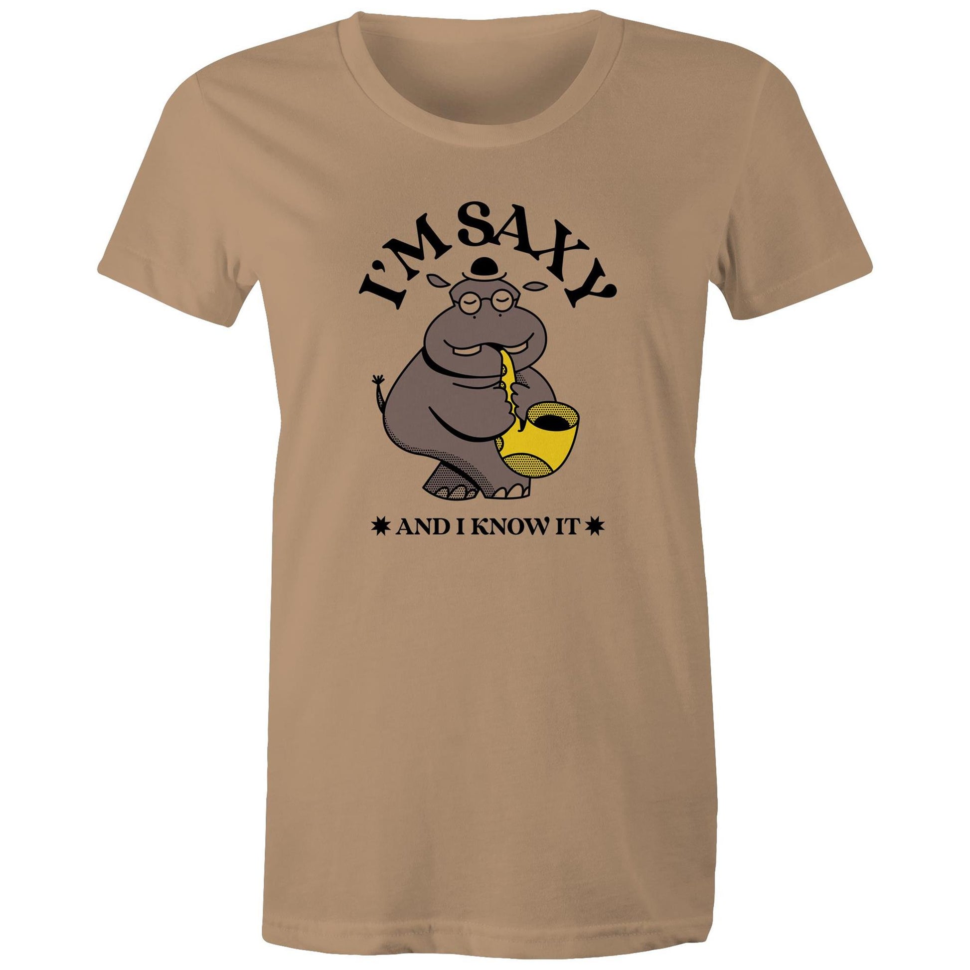 I'm Saxy And I Know It - Womens T-shirt Tan Womens T-shirt animal Music