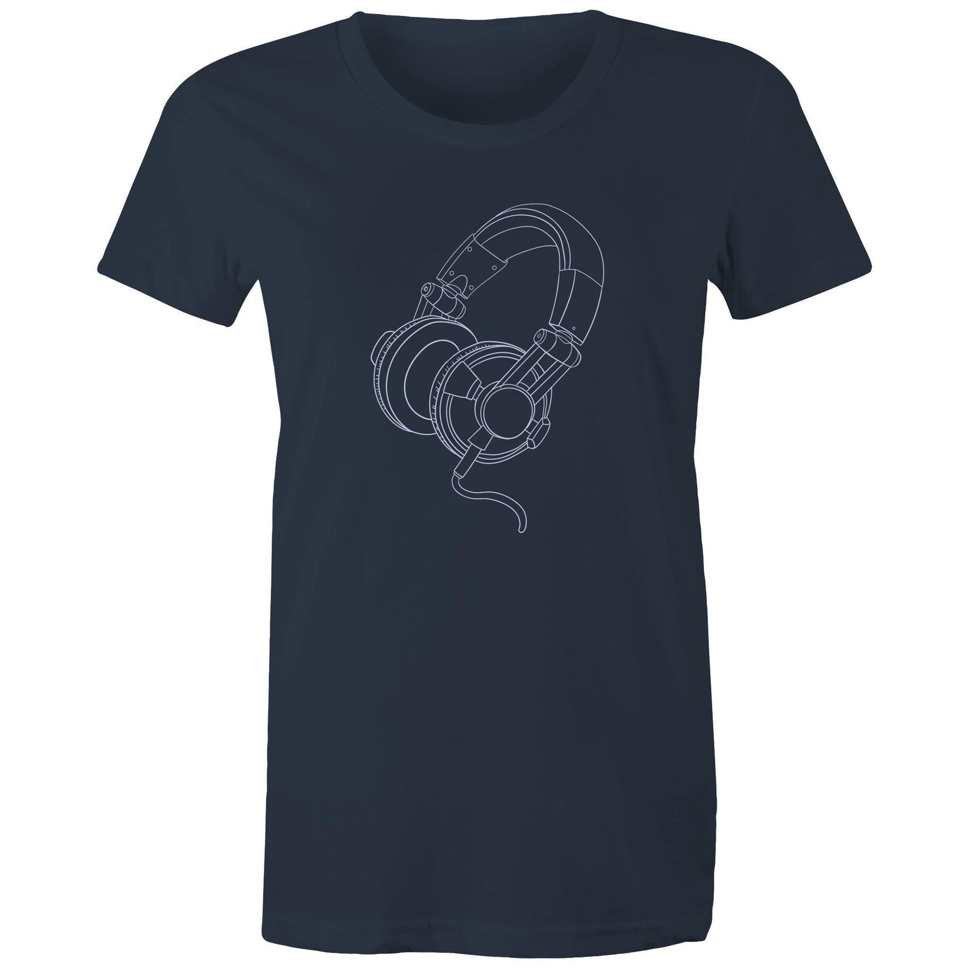 Headphones - Women's T-shirt Navy Womens T-shirt Music Womens