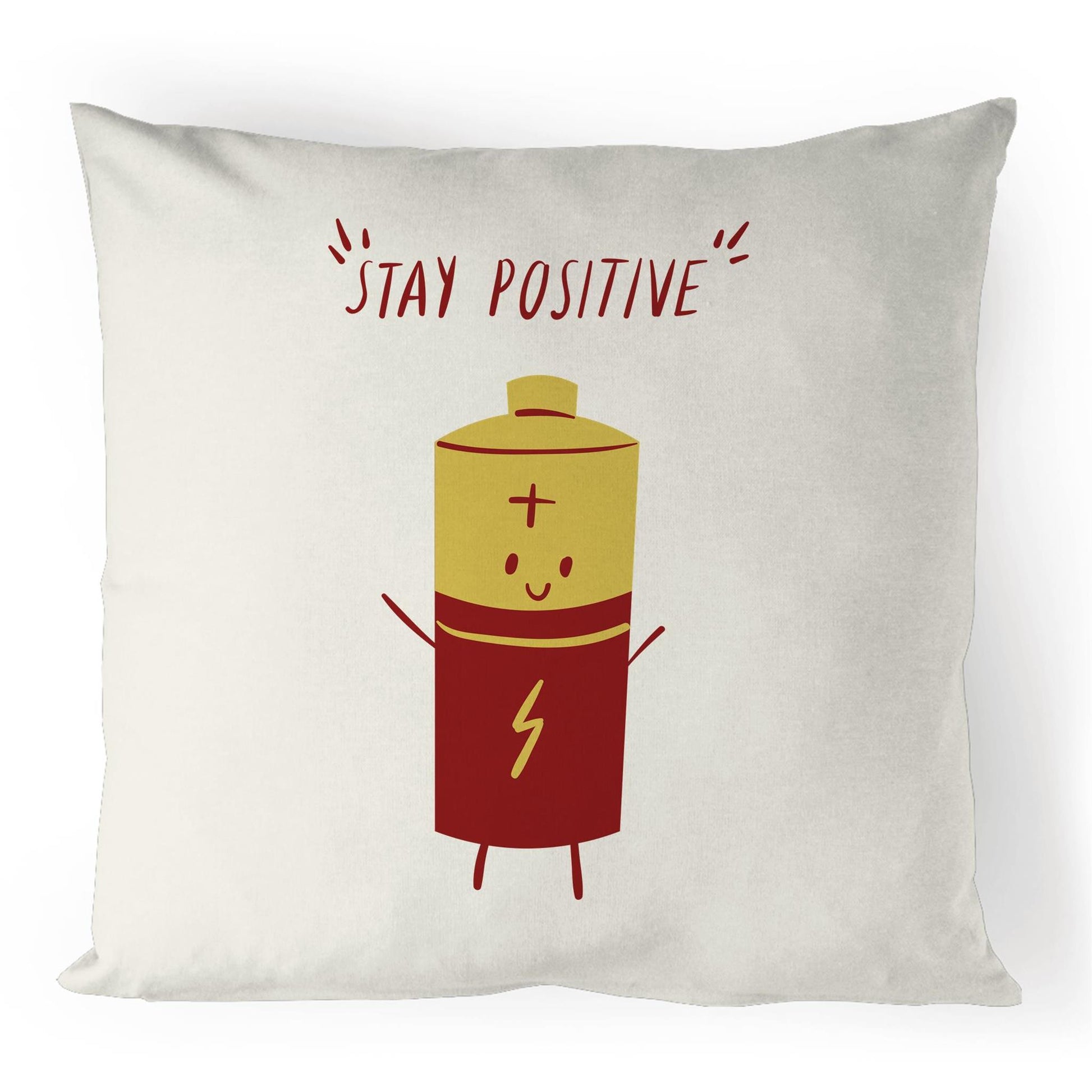 Stay Positive - 100% Linen Cushion Cover Natural One-Size Linen Cushion Cover Funny