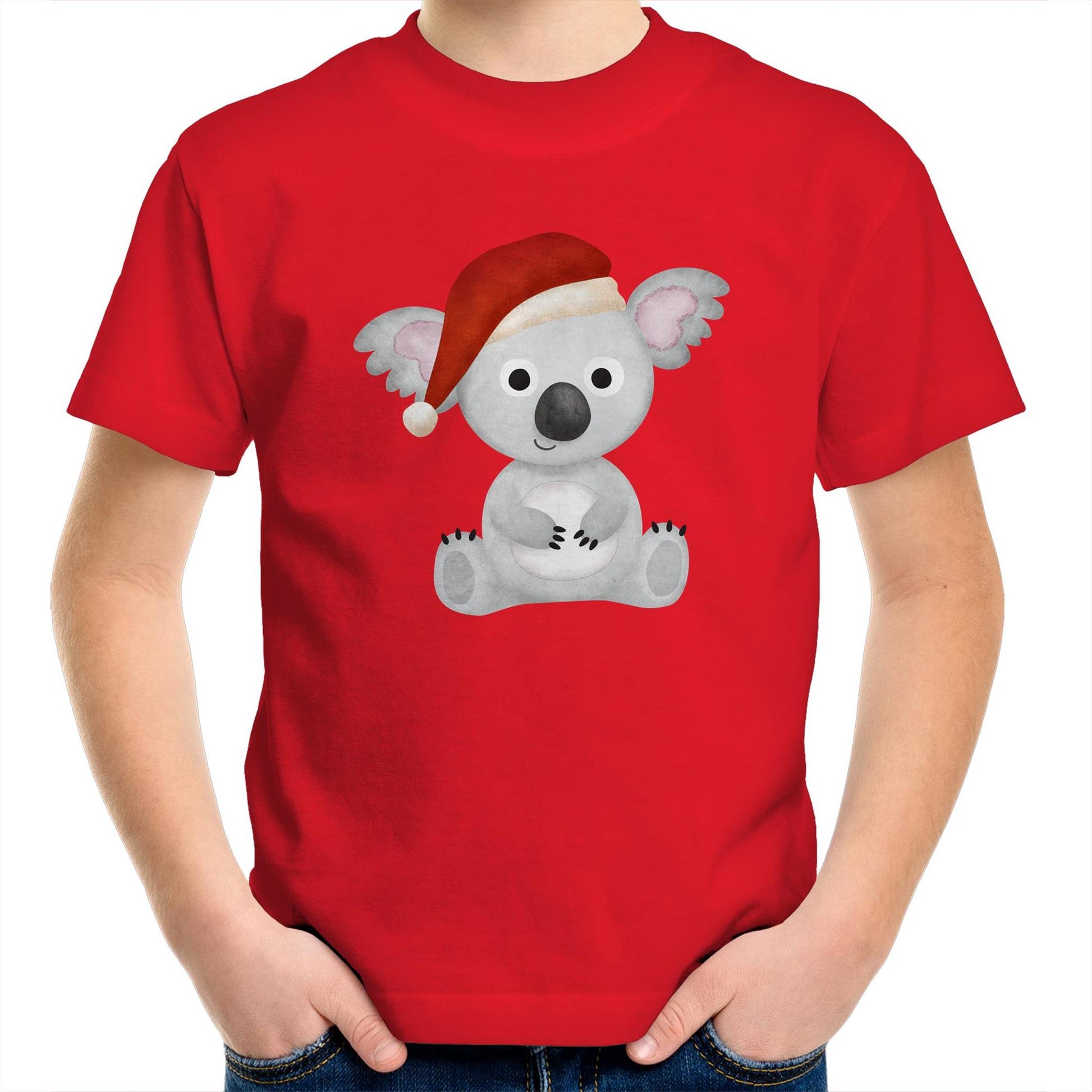 Christmas Koala - Kids Youth Crew T-Shirt Red Christmas Kids T-shirt Merry Christmas