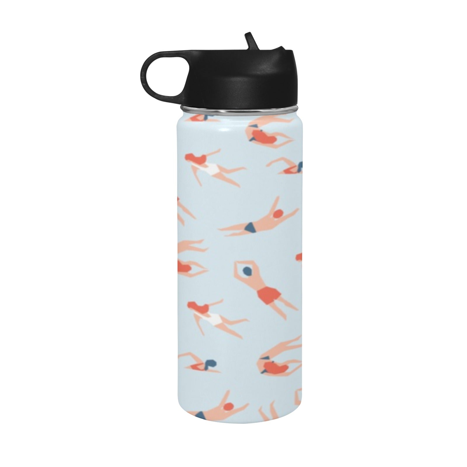 Summer Swim - Insulated Water Bottle with Straw Lid (18 oz) Insulated Water Bottle with Straw Lid Printed Offshore