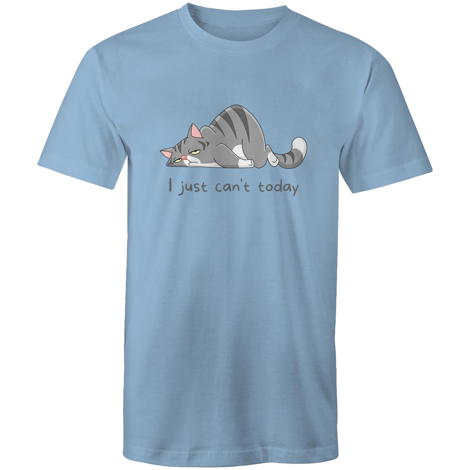 Cat, I Just Can't Today - Mens T-Shirt Carolina Blue Mens T-shirt animal