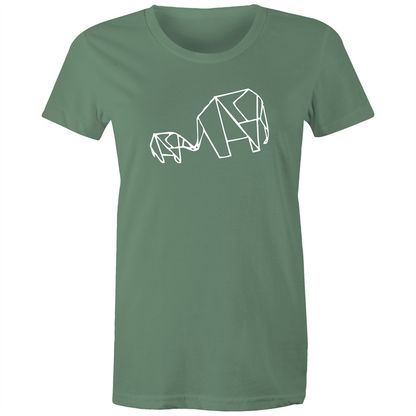 Origami Elephants - Women's T-shirt Sage Womens T-shirt animal Womens