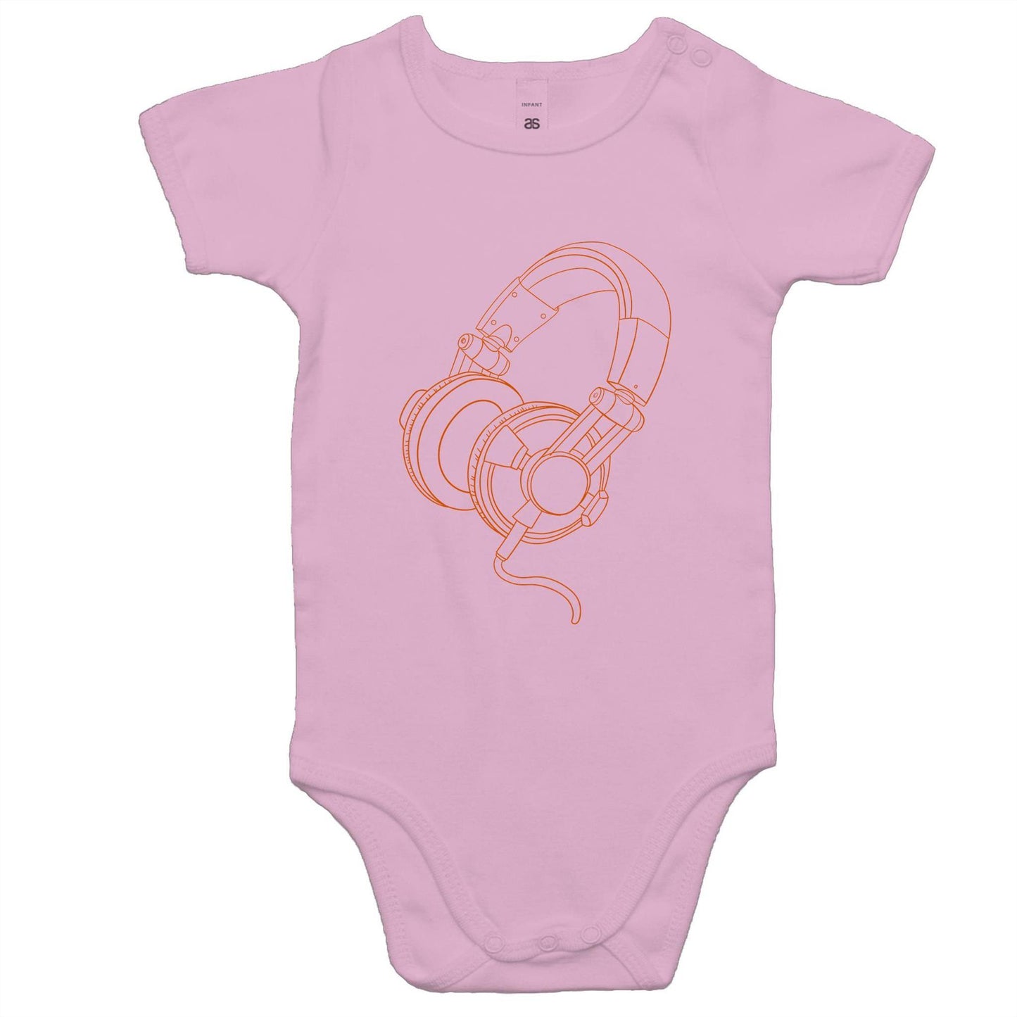 Headphones - Baby Bodysuit Pink Baby Bodysuit kids Music