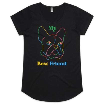 My Best Friend, Dog - Womens Scoop Neck T-Shirt Black Womens T-shirt animal
