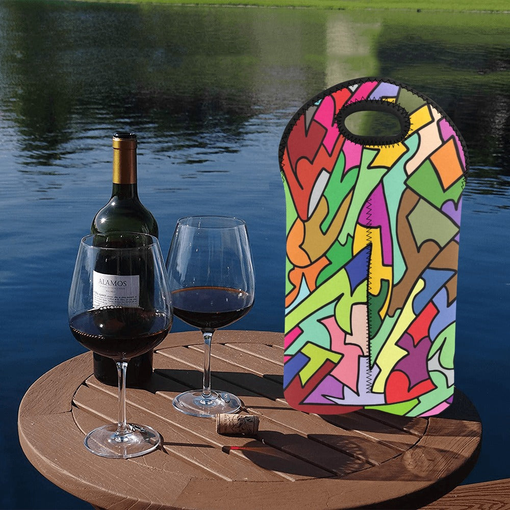 Bright Abstract - 2-Bottle Neoprene Wine Bag 2 Bottle Wine Bag