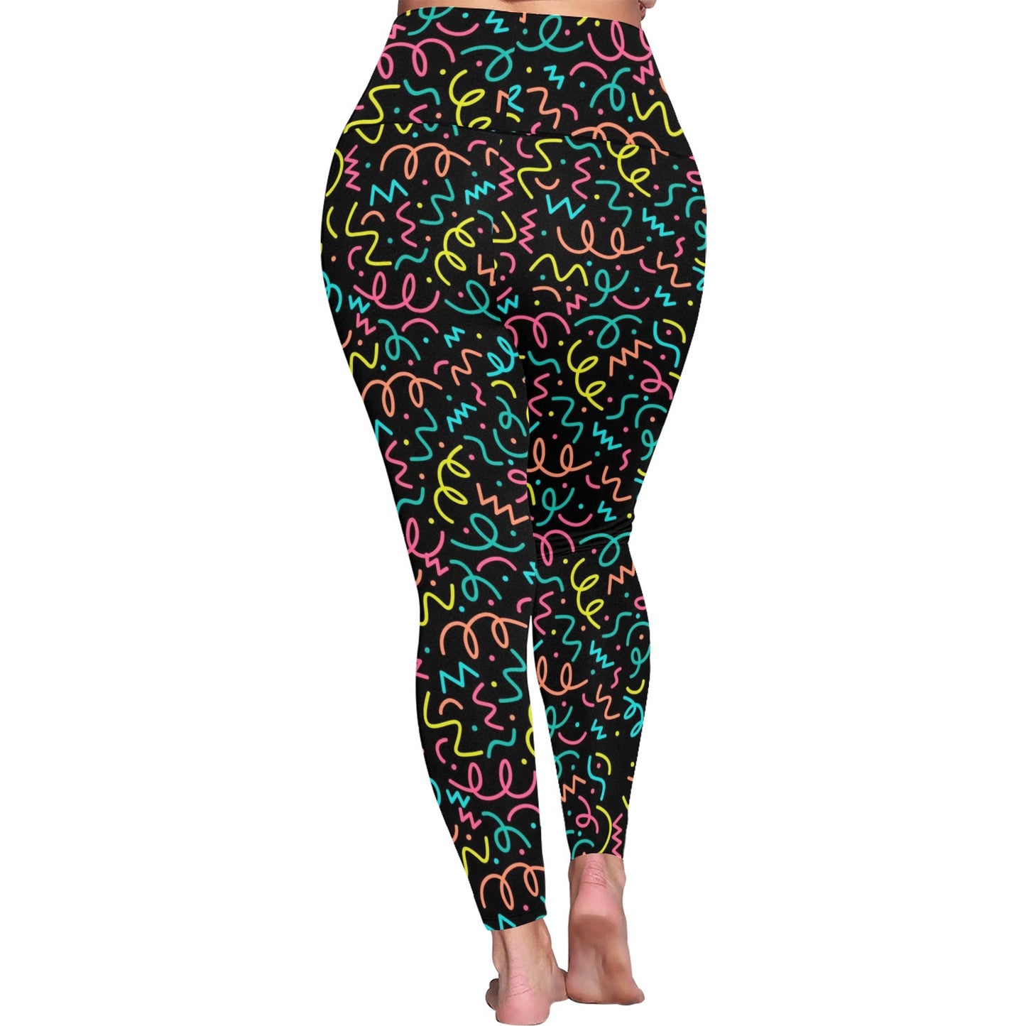 Squiggle Time - Women's Plus Size High Waist Leggings Women's Plus Size High Waist Leggings