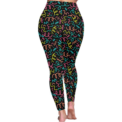 Squiggle Time - Women's Plus Size High Waist Leggings Women's Plus Size High Waist Leggings