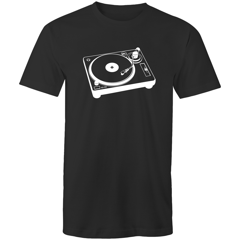 Turntable - Mens T-Shirt Black Mens T-shirt Mens Music Retro