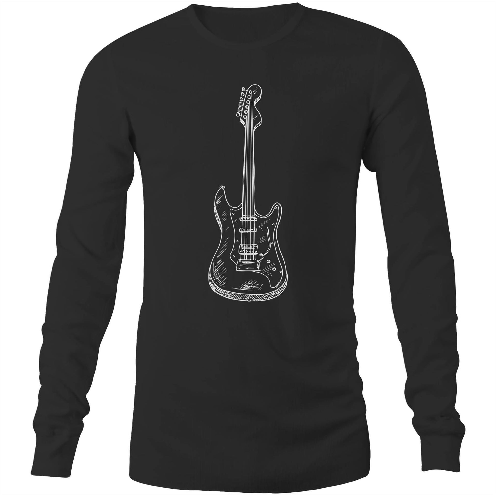 Guitar - Long Sleeve T-Shirt Black Unisex Long Sleeve T-shirt Mens Music Womens