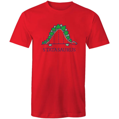 Statasaurus - Mens T-Shirt Red Mens T-shirt animal Maths Science
