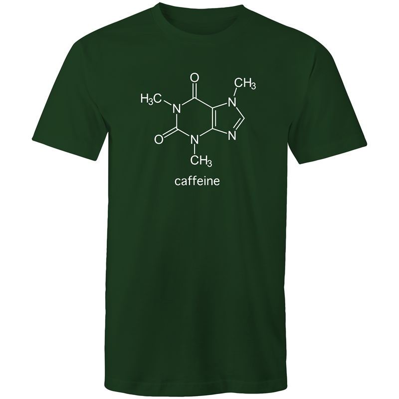Caffeine Molecule - Mens T-Shirt Forest Green Mens T-shirt Coffee Mens Science