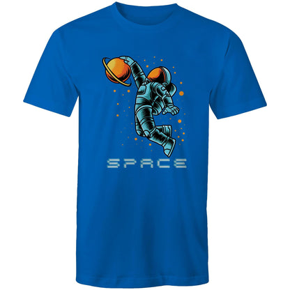 Astronaut Basketball - Mens T-Shirt Bright Royal Mens T-shirt Space