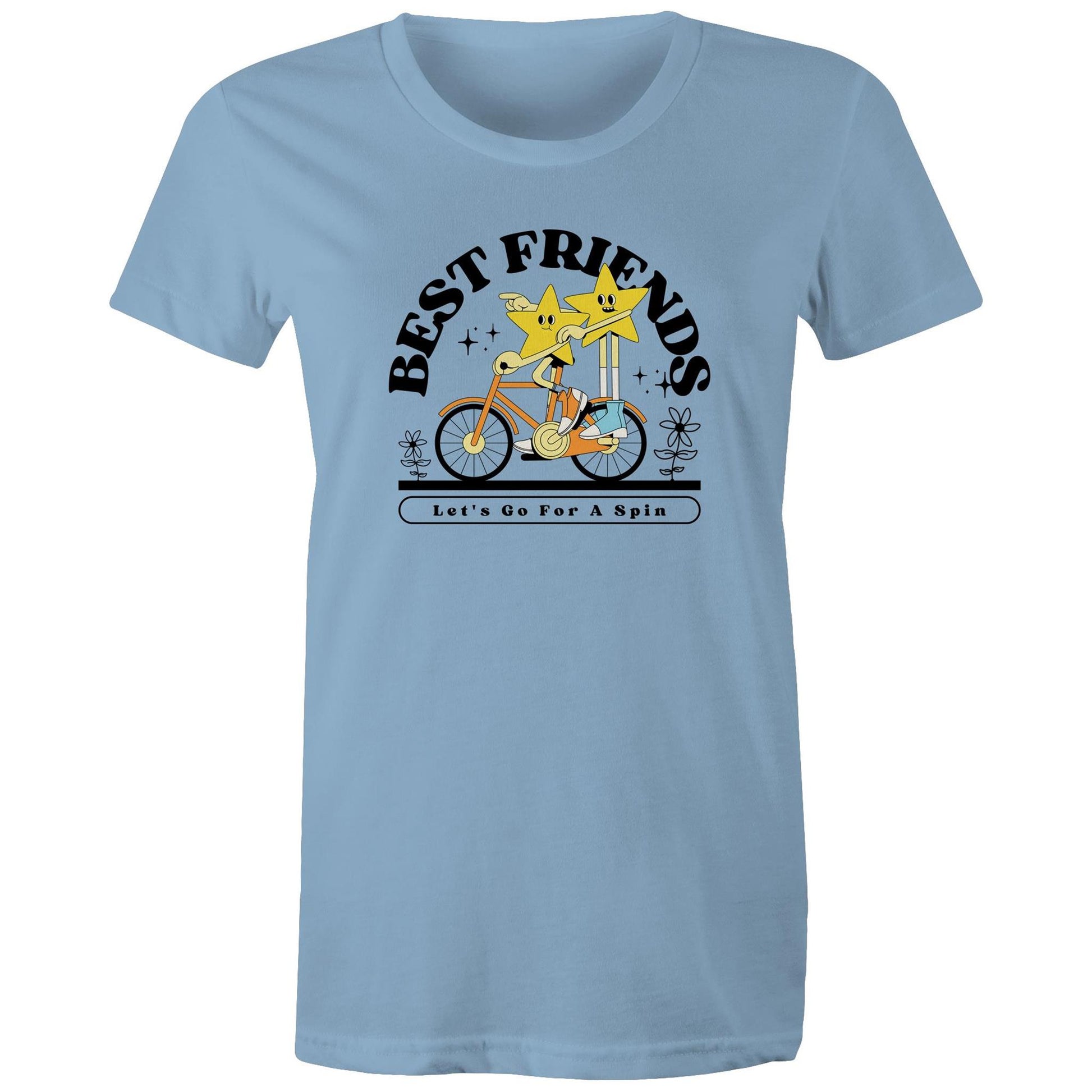Best Friends - Womens T-shirt Carolina Blue Womens T-shirt Retro