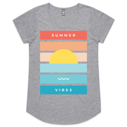 Summer Vibes - Womens Scoop Neck T-Shirt Grey Marle Womens Scoop Neck T-shirt Summer Womens