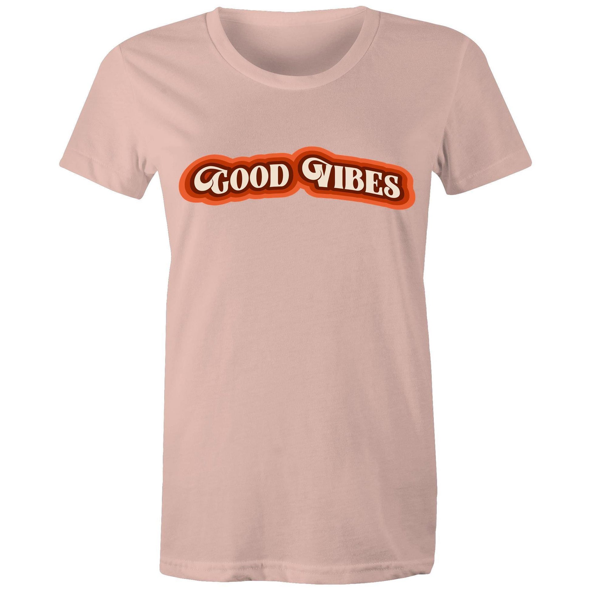 Good Vibes - Women's T-shirt Pale Pink Womens T-shirt Retro Womens