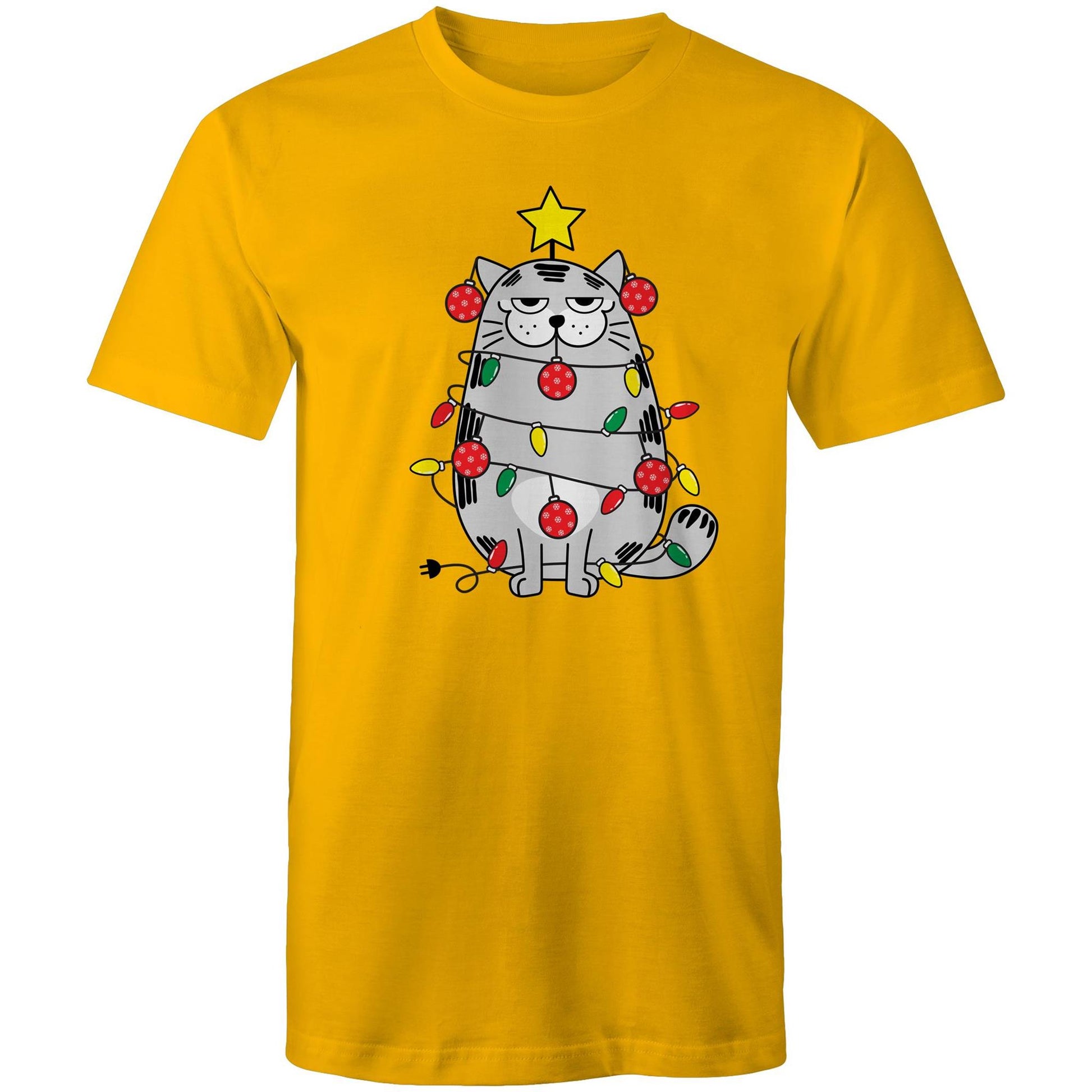 Christmas Cat - Mens T-Shirt Gold Christmas Mens T-shirt Merry Christmas