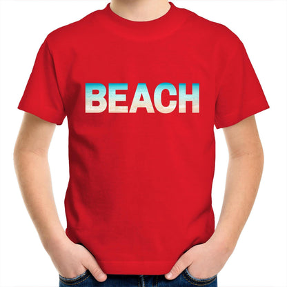 Beach - Kids Youth Crew T-Shirt Red Kids Youth T-shirt Summer