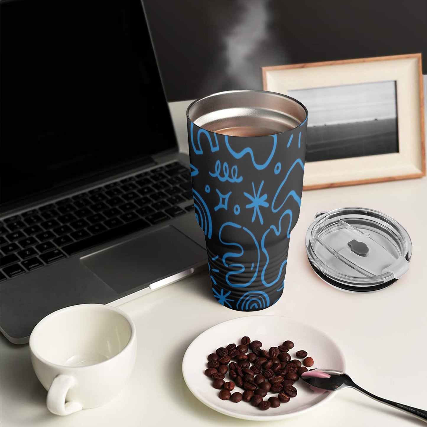 Blue Squiggle - 30oz Insulated Stainless Steel Mobile Tumbler 30oz Insulated Stainless Steel Mobile Tumbler Printed Offshore