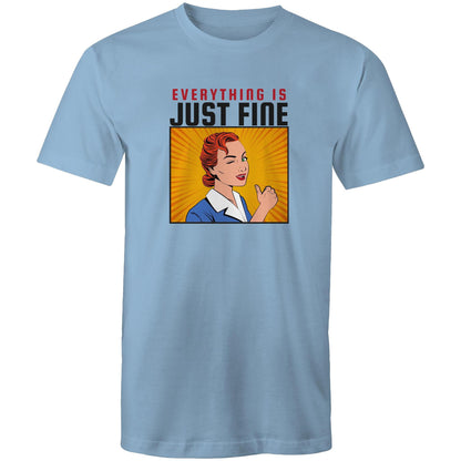 Everything Is Just Fine - Mens T-Shirt Carolina Blue Mens T-shirt comic Retro