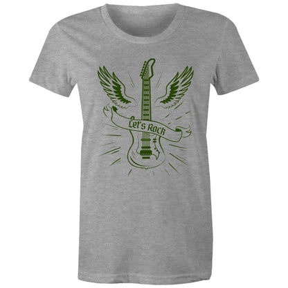 Let's Rock - Womens T-shirt Grey Marle Womens T-shirt Music