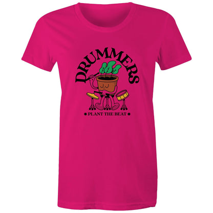 Drummers - Womens T-shirt Fuchsia Womens T-shirt Music Plants