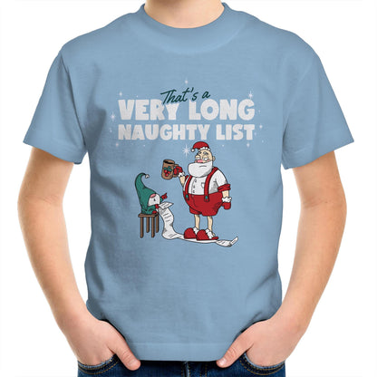 Santa's Naughty List - Kids Youth Crew T-Shirt Carolina Blue Christmas Kids T-shirt Merry Christmas