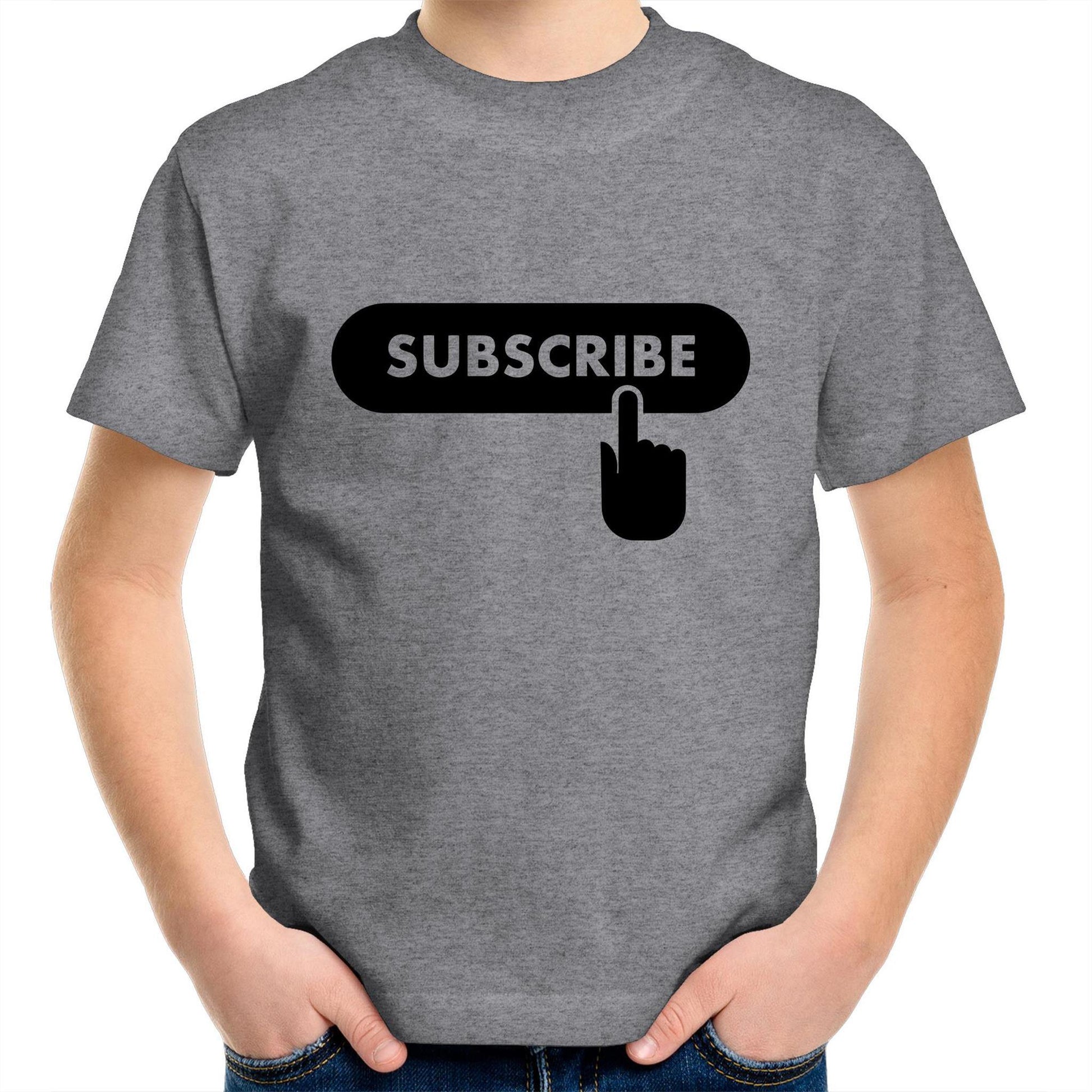 Subscribe - Kids Youth Crew T-Shirt Grey Marle Kids Youth T-shirt Funny