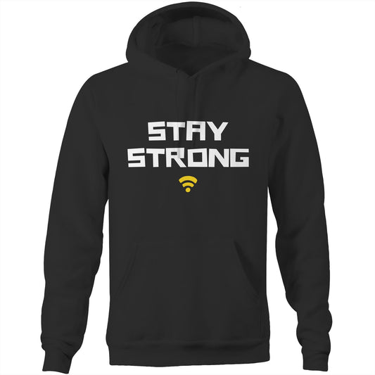 Stay Strong - Pocket Hoodie Sweatshirt Black Hoodie Tech