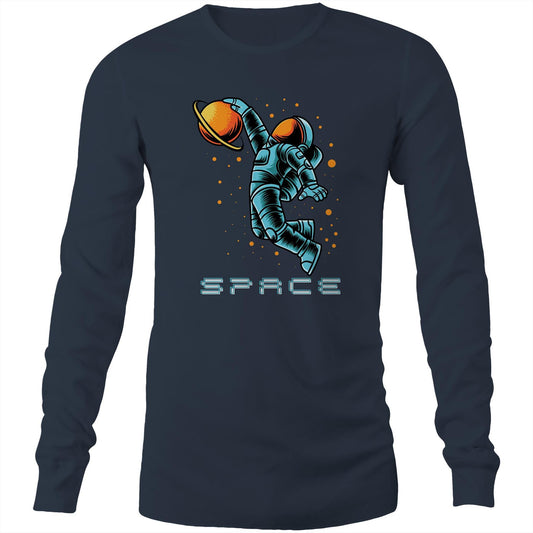 Astronaut Basketball - Long Sleeve T-Shirt Navy Unisex Long Sleeve T-shirt Space