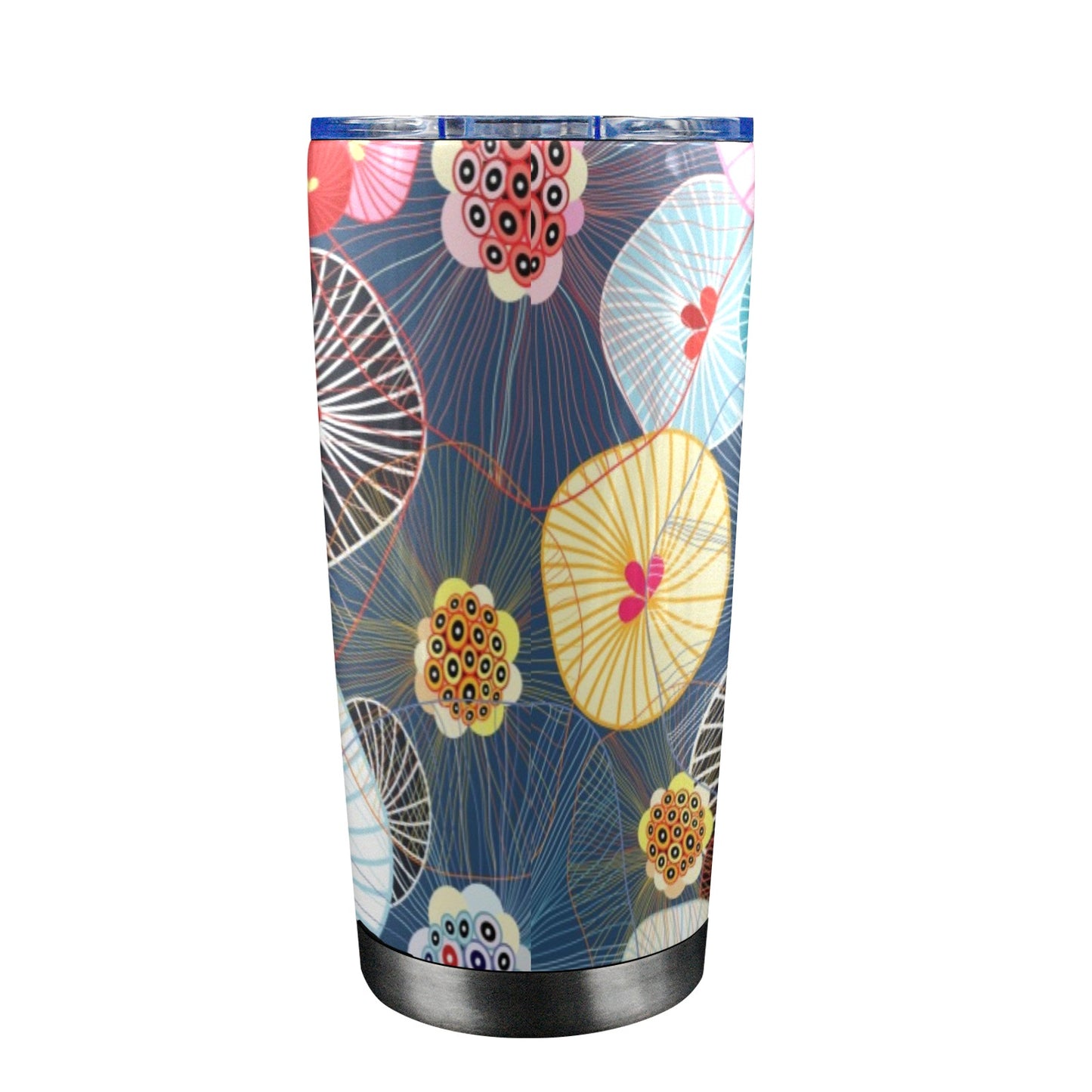 Abstract Floral - 20oz Travel Mug with Clear Lid Clear Lid Travel Mug