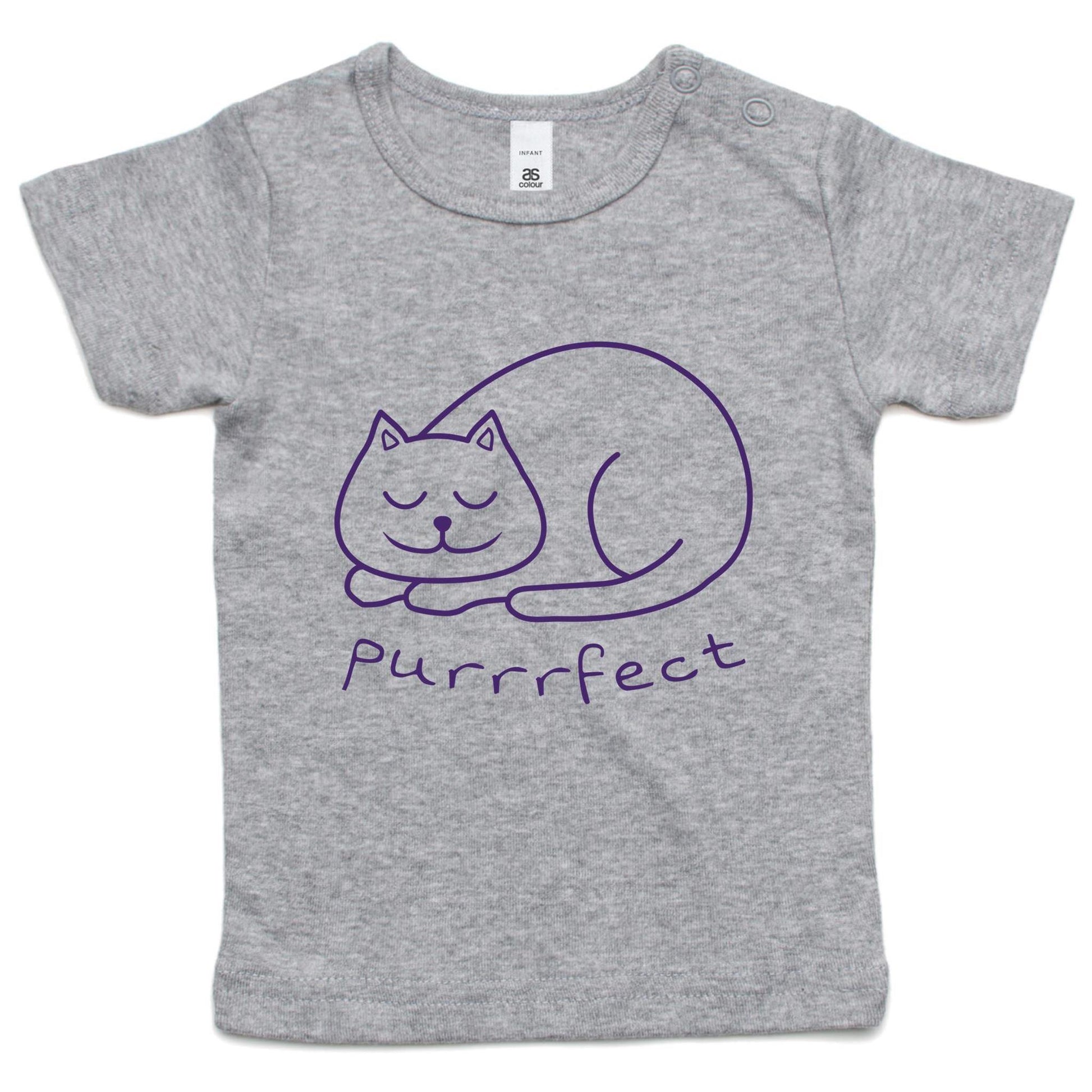 Purrrfect - Baby T-shirt Grey Marle Baby T-shirt animal kids