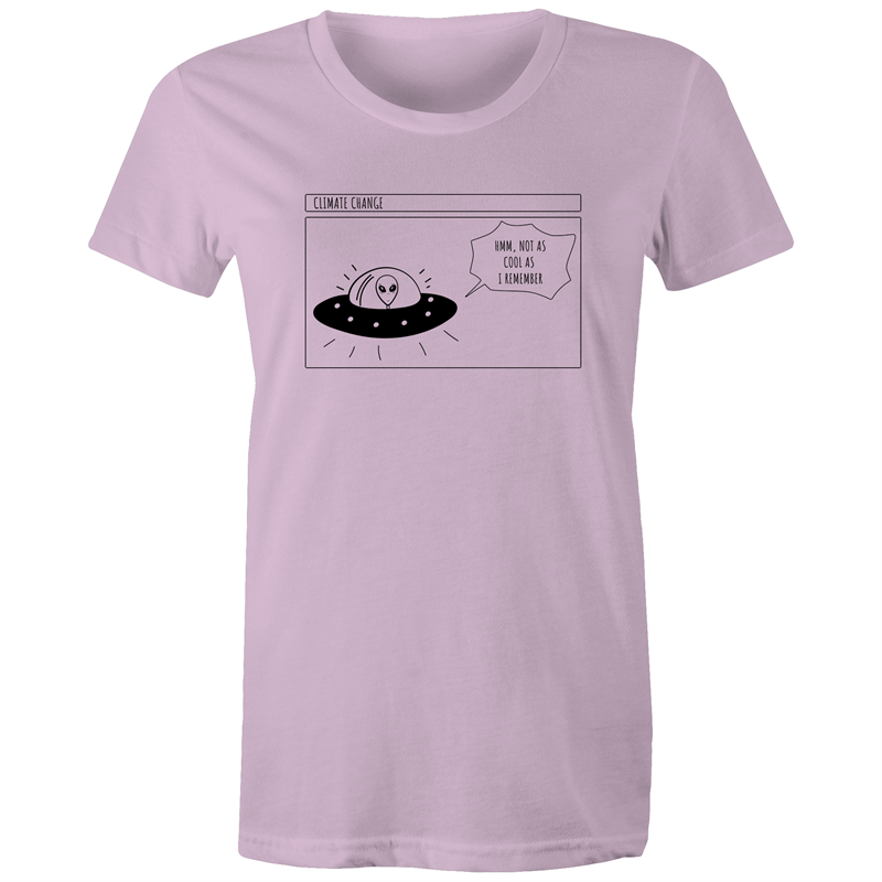Alien Climate Change - Women's T-shirt Lavender Womens T-shirt comic Environment Funny Retro Sci Fi Womens