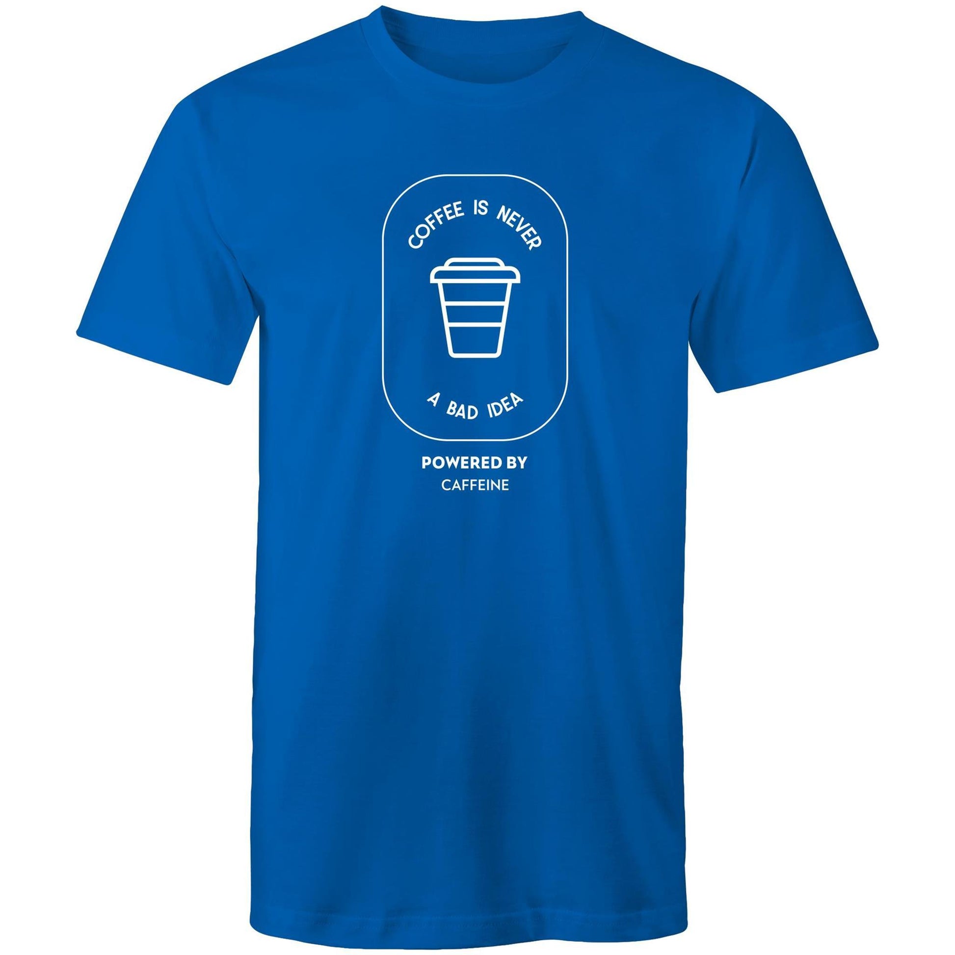 Powered By Caffeine - Mens T-Shirt Bright Royal Mens T-shirt Coffee Mens