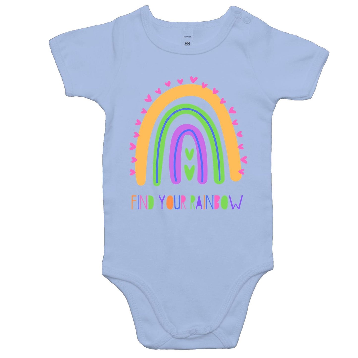 Find Your Rainbow - Baby Bodysuit Powder Blue Baby Bodysuit kids