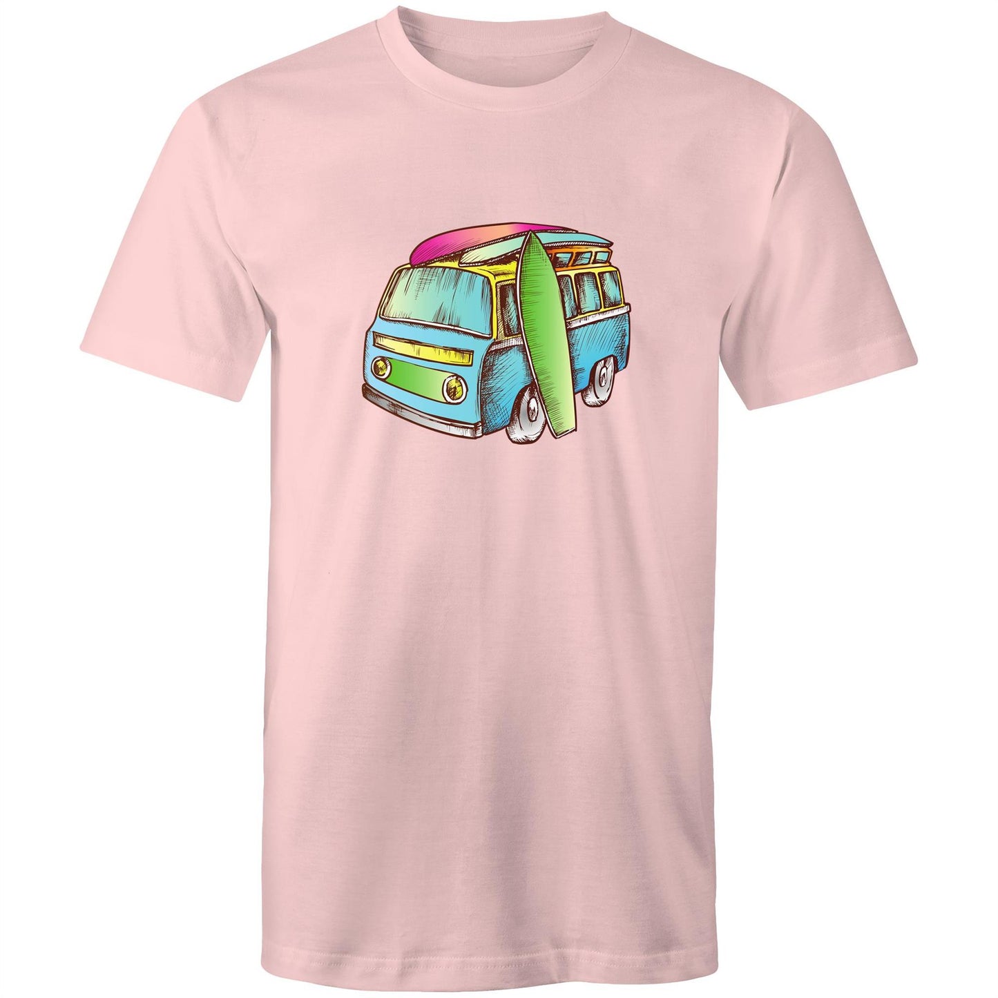 Surf Trip - Mens T-Shirt Pink Mens T-shirt Mens Retro Summer