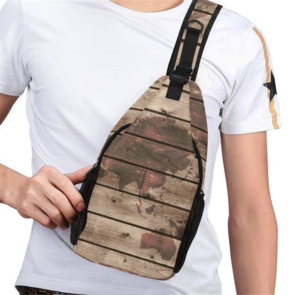 Map On Wood - Cross-Body Chest Bag Cross-Body Chest Bag