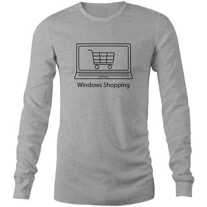 Windows Shopping - Long Sleeve T-Shirt Grey Marle Unisex Long Sleeve T-shirt Mens Womens