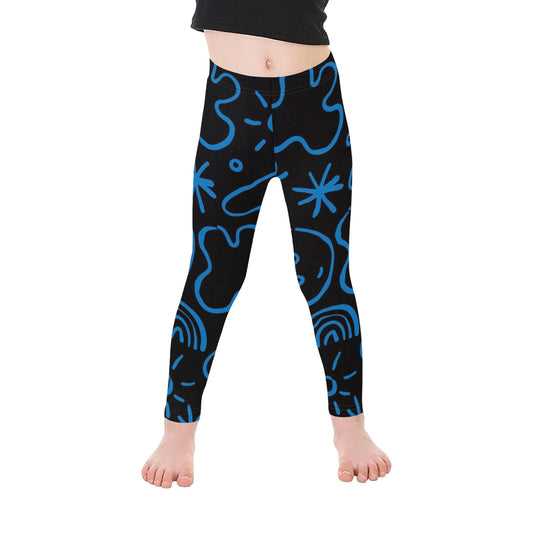 Blue Squiggle - Kid's Ankle Length Leggings Kids Leggings Printed Offshore