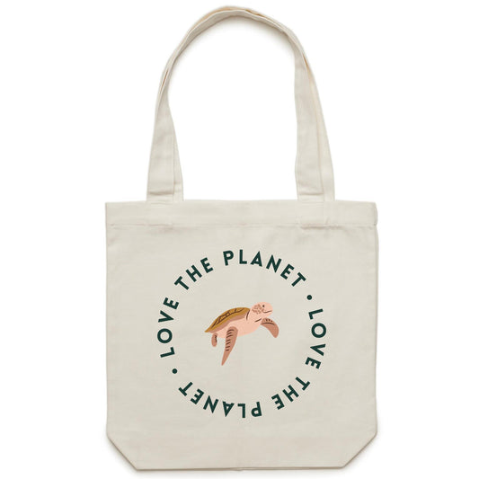 Love The Planet - Canvas Tote Bag Cream One Size Tote Bag animal Environment