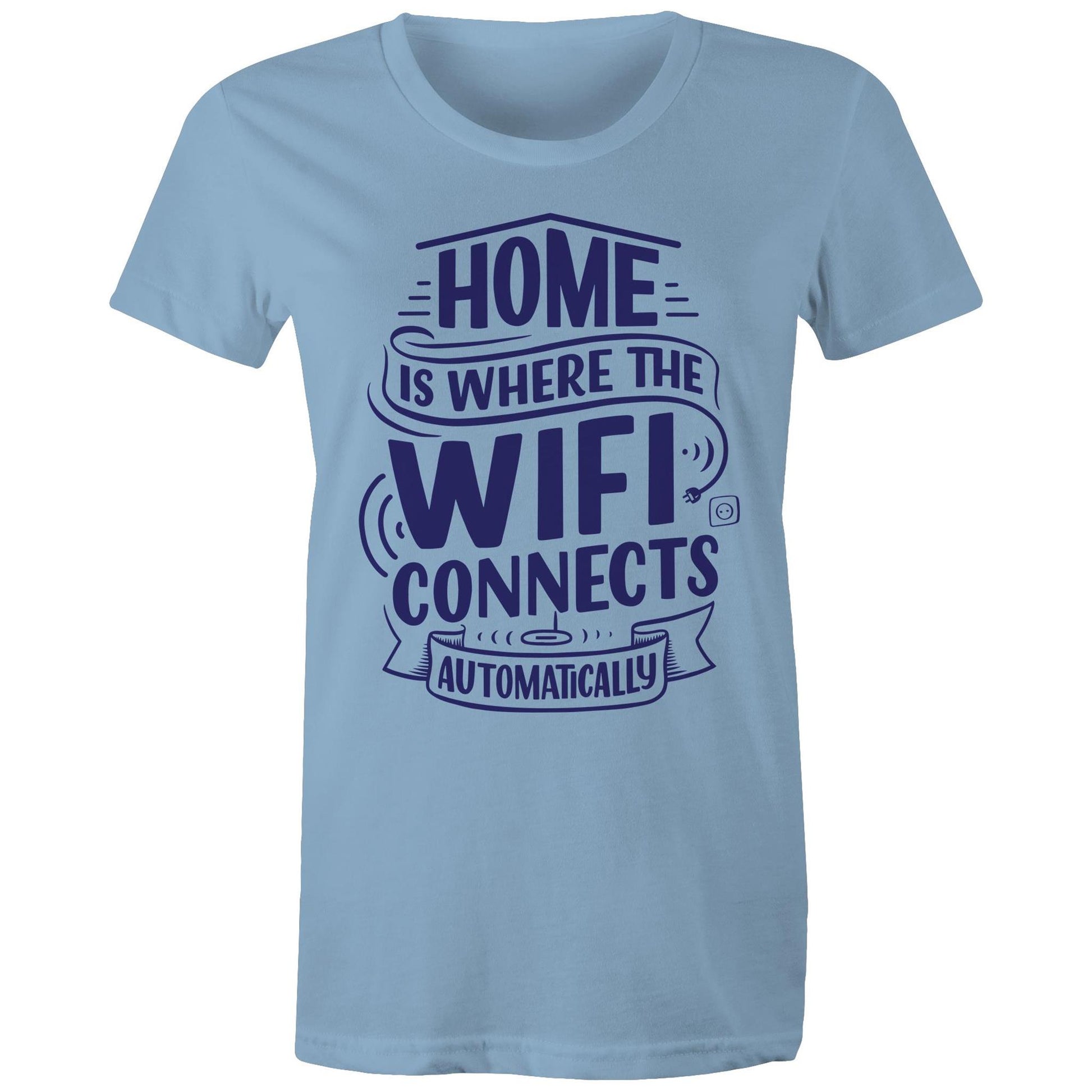 Home Is Where The WIFI Connects Automatically - Womens T-shirt Carolina Blue Womens T-shirt Tech