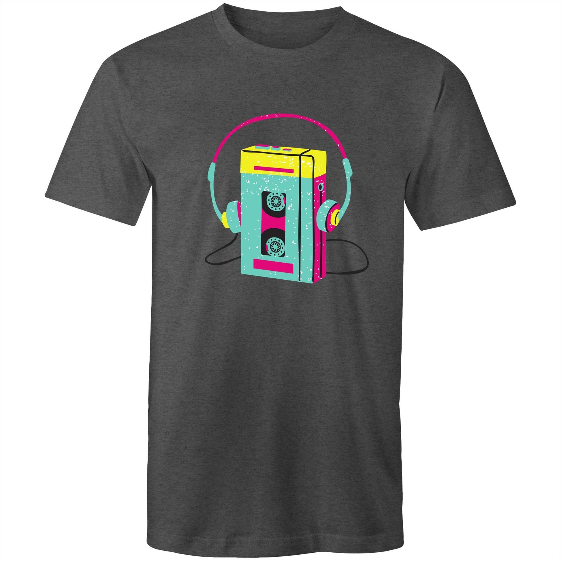 Wired For Sound, Music Player - Mens T-Shirt Asphalt Marle Mens T-shirt Mens Music Retro